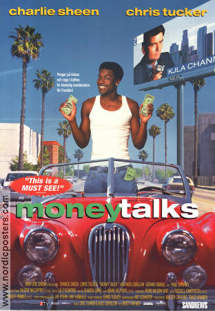 Money Talks 1997 poster Chris Tucker Charlie Sheen Heather Locklear Brett Ratner Pengar Bilar och racing