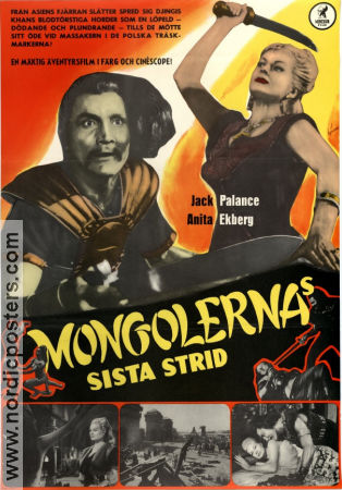 Mongolernas sista strid 1961 poster Jack Palance Anita Ekberg André De Toth