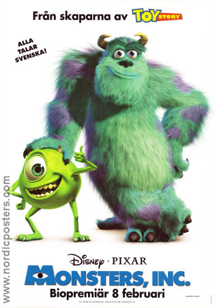 Monsters Inc 2001 poster Billy Crystal Pete Docter Filmbolag: Pixar Animerat