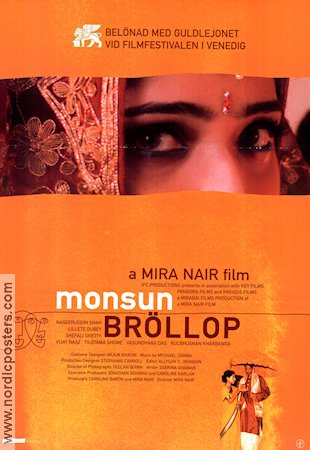 Monsunbröllop 2001 poster Naseeruddin Shah Lillete Dubey Shefali Shah Mira Nair Filmen från: India Asien