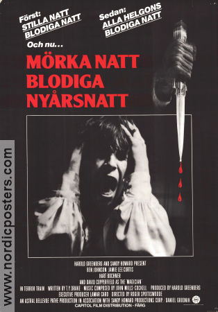 Mörka natt blodiga nyårsnatt 1981 poster Jamie Lee Curtis David Copperfield Roger Spottiswoode