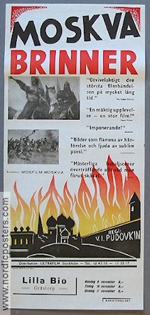 Moskva brinner 1941 poster Vsevolod Pudovkin Ryssland