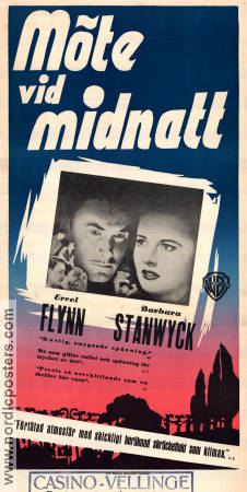 Möte vid midnatt 1947 poster Errol Flynn Barbara Stanwyck Peter Godfrey
