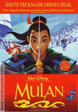 Mulan 1998 poster Ming-Na Wen Tony Bancroft Animerat Asien Berg