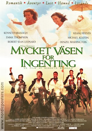 Mycket väsen för ingenting 1993 poster Emma Thompson Keanu Reeves Kenneth Branagh Text: William Shakespeare Romantik