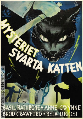 Mysteriet svarta katten 1941 poster Basil Rathbone Bela Lugosi Hugh Herbert Broderick Crawford Albert S Rogell