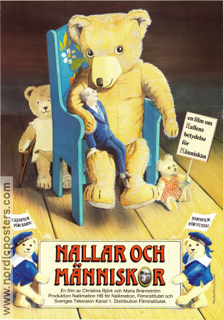 Nallar och människor 1989 poster Börje Ahlstedt Christina Björk Animerat