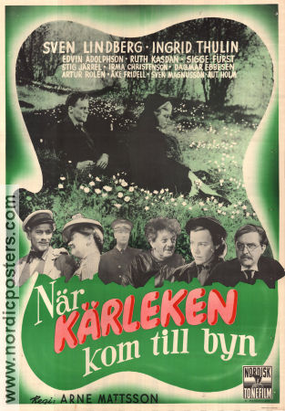 När kärleken kom till byn 1950 poster Sven Lindberg Edvin Adolphson Ingrid Thulin Arne Mattsson Romantik