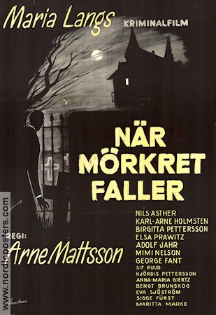 När mörkret faller 1960 poster Nils Asther Arne Mattsson