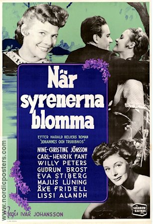 När syrenerna blomma 1952 poster Kenne Fant Nine-Christine Jönsson Gudrun Brost Ivar Johansson Blommor och växter