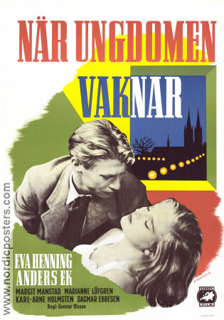 När ungdomen vaknar 1943 poster Eva Henning Anders Ek Margit Manstad Gunnar Olsson Affischkonstnär: Wingstedt