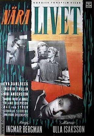 Nära livet 1958 poster Eva Dahlbeck Ingrid Thulin Bibi Andersson Barbro Hiort af Ornäs Erland Josephson Max von Sydow Ingmar Bergman