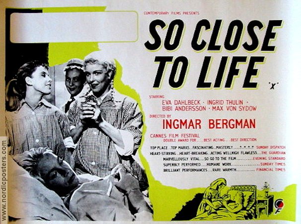 Nära livet 1958 poster Eva Dahlbeck Ingrid Thulin Bibi Andersson Barbro Hiort af Ornäs Erland Josephson Max von Sydow Ingmar Bergman