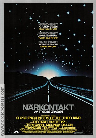 Närkontakt av tredje graden 1977 poster Richard Dreyfuss Teri Garr Francois Truffaut Steven Spielberg