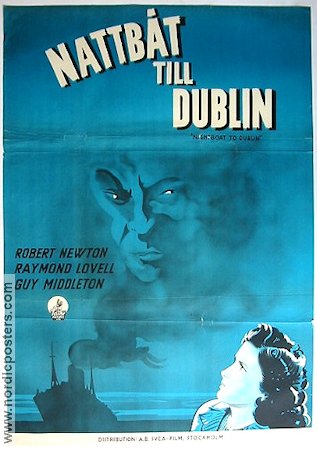 Nattbåt till Dublin 1947 poster Robert Newton Skepp och båtar