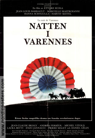 Natten i Varennes 1982 poster Jean-Louis Barrault Marcello Mastroianni Hanna Schygulla Ettore Scola