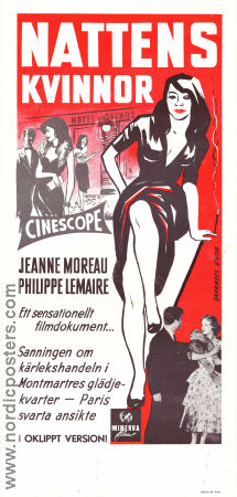 Nattens kvinnor 1955 poster Jeanne Moreau Philippe Lemaire Roger Pierre André Pergament