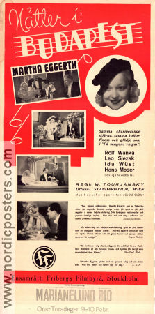 Nätter i Budapest 1935 poster Martha Eggerth Leo Slezak Viktor Tourjansky Filmen från: Austria