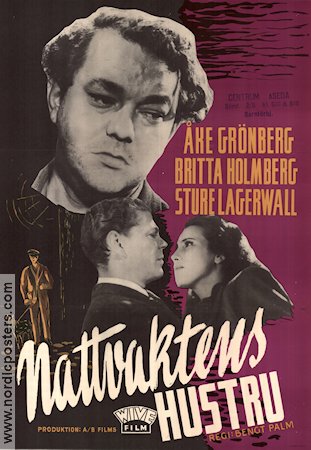 Nattvaktens hustru 1947 poster Åke Grönberg Britta Holmberg Sture Lagerwall Bengt Palm