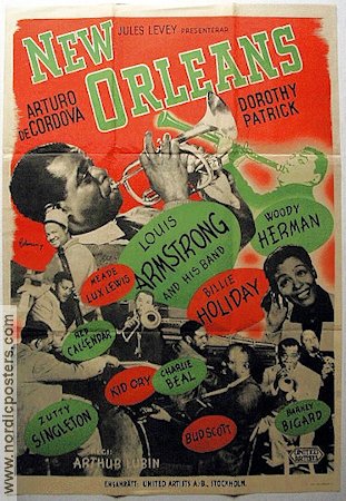 New Orleans 1947 poster Louis Armstrong Billie Holiday Woody Herman Jazz Musikaler