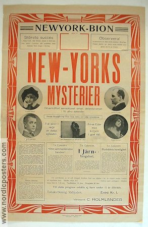 New Yorks mysterier 1917 poster Elaine Dodge Walter Jameson