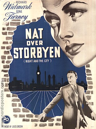 Night and the City 1950 poster Richard Widmark Gene Tierney Film Noir