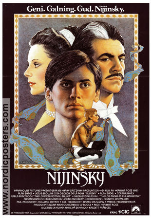 Nijinsky 1980 poster Alan Bates George DeLa Pena Leslie Browne Herbert Ross Affischkonstnär: Richard Amsel Balett