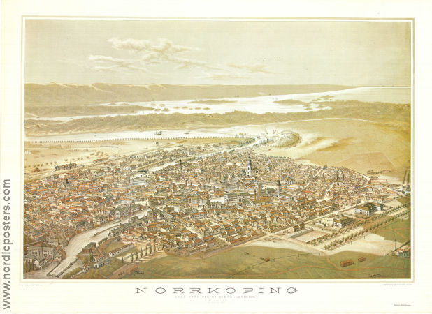 Norrköping 1873 Vestra sidan 1940 affisch Karta