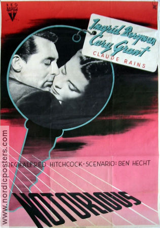 Notorious 1946 poster Ingrid Bergman Cary Grant Claude Rains Alfred Hitchcock