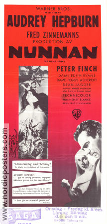 Nunnan 1959 poster Audrey Hepburn Peter Finch