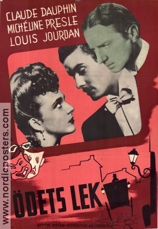 Ödets lek 1944 poster Claude Dauphin Micheline Presle Louis Jourdan Marc Allégret