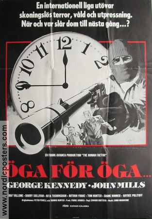 Öga för öga 1975 poster George Kennedy John Mills Raf Vallone Edward Dmytryk Vapen Klockor