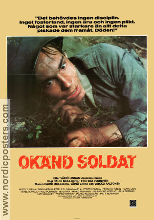 Okänd soldat 1985 poster Risto Tuorila Pirkka-Pekka Petelius Paavo Liski Rauni Mollberg Text: Väinö Linna Finland Krig