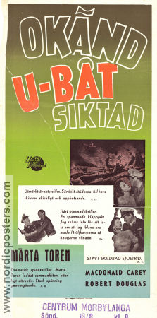 Okänd u-båt siktad 1950 poster Macdonald Carey Märta Torén Robert Douglas Douglas Sirk Skepp och båtar