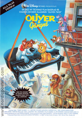 Oliver och gänget 1988 poster Joey Lawrence George Scribner Animerat Hundar Instrument