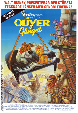 Oliver och gänget 1988 poster Joey Lawrence George Scribner Animerat Hundar Instrument