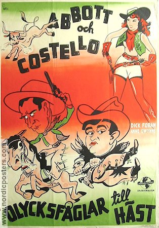 Olycksfåglarna till häst 1944 poster Abbott and Costello Hästar