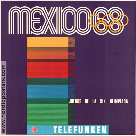 Olympic Games Mexico Telefunken 1968 affisch Olympiader