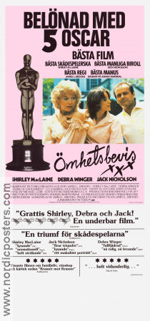 Ömhetsbevis 1983 poster Jack Nicholson Shirley MacLaine Debra Winger James L Brooks Bilar och racing