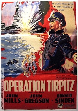 Operation Tirpitz 1955 poster John Mills John Gregson Donald Sinden Ralph Thomas Krig