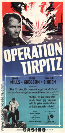 Operation Tirpitz 1955 poster John Mills John Gregson Donald Sinden Ralph Thomas Krig