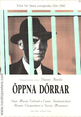 Öppna dörrar 1990 poster Gian Maria Volonté Ennio Fantastichini Renato Carpentieri Gianni Amelio