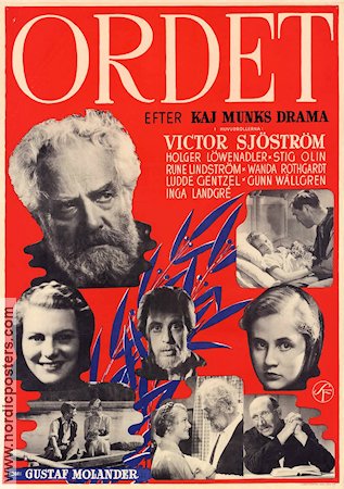 Ordet 1943 poster Victor Sjöström Holger Löwenadler Inga Landgré Gustaf Molander Text: Kaj Munk