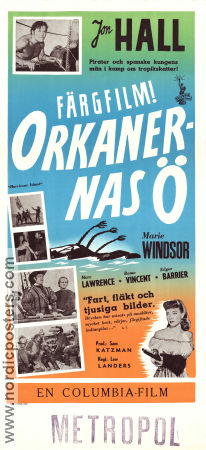 Orkanernas ö 1951 poster Jon Hall Marie Windsor Romo Vincent Lew Landers