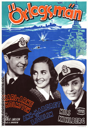 Örlogsmän 1943 poster Karl-Arne Holmsten Nils Kihlberg Anne-Margrethe Björlin Börje Larsson Skepp och båtar Krig