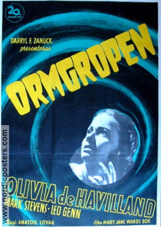 Ormgropen 1948 poster Olivia de Havilland Mark Stevens Leo Genn Anatole Litvak Ormar