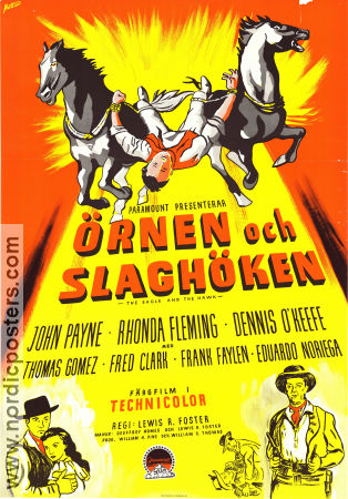 Örnen och slaghöken 1950 poster John Payne Rhonda Fleming Dennis O´Keefe Lewis R Foster Hästar