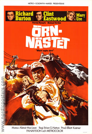 Örnnästet 1969 poster Clint Eastwood Richard Burton Mary Ure Brian G Hutton Text: Alistair Maclean Berg Hitta mer: Nazi