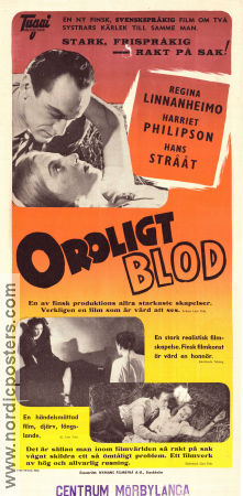 Oroligt blod 1946 poster Regina Linnanheimo Eino Katajavuori Toini Vartiainen Teuvo Tulio Finland