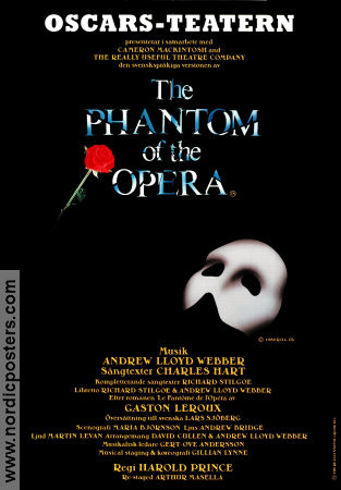 Oscarsteatern The Phantom of the Opera 1989 affisch Mikael Samuelson Elisabeth Berg Musik: Andrew Lloyd Webber Hitta mer: Oscarsteatern